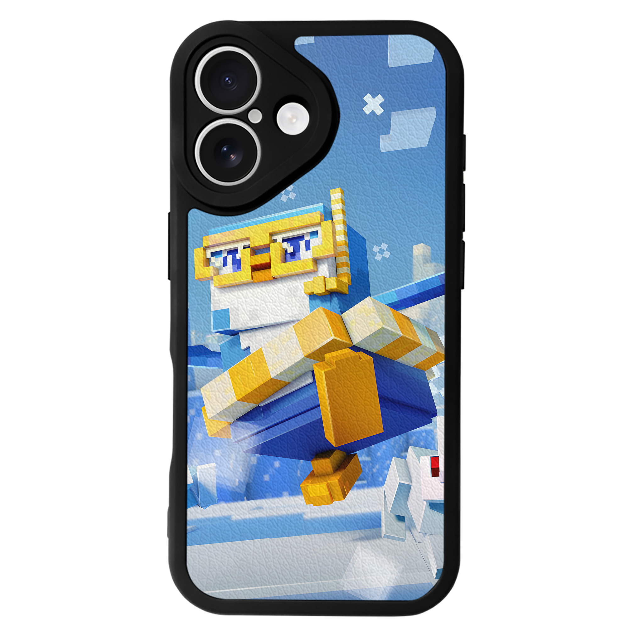 （画像用） マインクラフト ブロックの世界 Minecraft MC Block world 【iPhone 16シリーズ対応】シリコンスマホケース（レザー調） 材質：シリコン